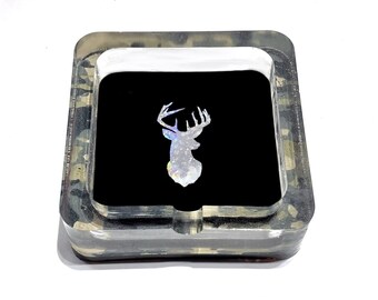 Cenicero de ciervo Cameo, bandeja para puros, accesorios para fumar, decoración de cabañas naturales, regalo de cazador de ciervos para él, regalo para el Día del Padre