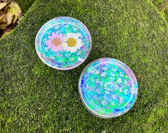 Cute Iridescent Flower Grinder, Pink Girly Kitchen Accessories, Pretty Herb and Spice Grinder, Hippie Chick Decor, Gift For Her,