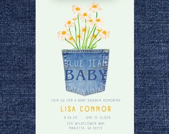 Blue Jean Baby Shower Invitation: Southern Country Theme