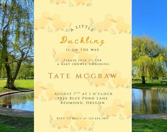 Duckling Baby Shower Invitation: Yellow Baby Animal Theme