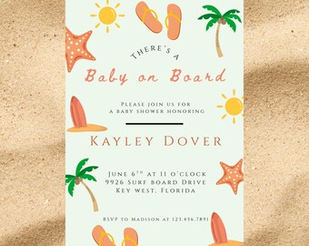 Beachy Baby Shower Invitation: Baby on Board, Coastal Theme
