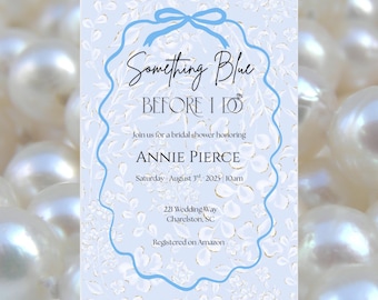 Something Blue Bridal Shower Invitation: Elegant Bow Design