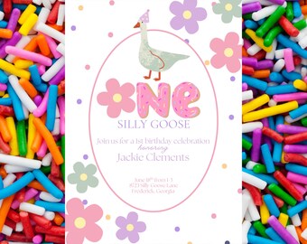 One Silly Goose Birthday Party Invitation Template: Quirky Kids Party