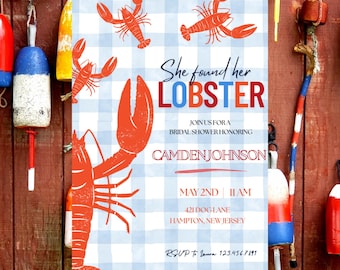 Lobster Bridal Shower Invitation Template: Nautical Party