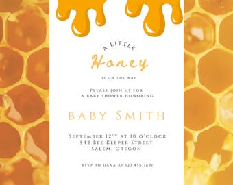 Little Honey Baby Shower Invitation: Honeybee Theme