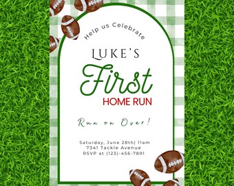 Football First Birthday Invitation Template: Sporty Fall Party