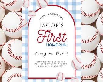 Baseball First Birthday Invitation Template: Home Run Party