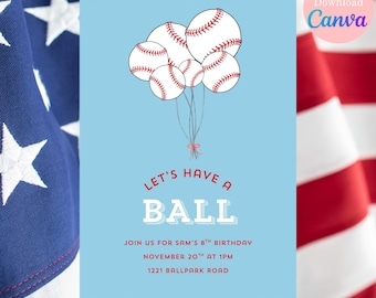 Baseball Birthday Invitation Template: Sports Party