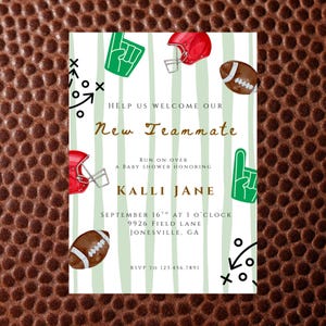 Football Baby Shower Invitation: Sports Theme, Co-ed Invite