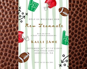 Football Baby Shower Invitation: Sports Theme, Co-ed Invite