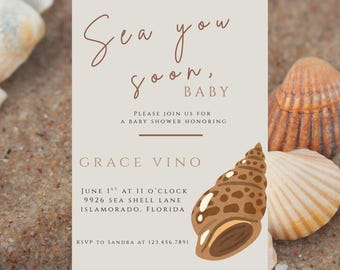 Coastal Baby Shower Invitation: Beachy Sea You Soon