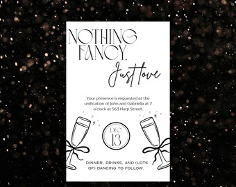 Simple Wedding Invitation: Champagne Toast, Intimate Celebration