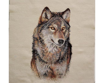 Tapestry Panel, Wolf, Pillow Panel, Chair Seat Cover, Tote Bag, Jacquard Fabric, Wall Art, 45x45cm