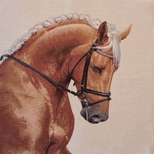 Panneau de tapisserie, cheval, panneau d'oreiller, housse de siège de chaise, sac fourre-tout, tissu jacquard, art mural, 45 x 45 cm