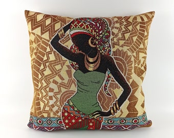 Pillow Cover, African Woman, Decorative Pillowcase, Cushion Cover, Tapestry Pillowcase