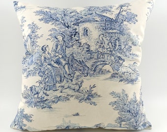 Toile de Jouy, Pillow Cover, Cotton Pillowcase, Cushion Cover, Decorative Pillowcase
