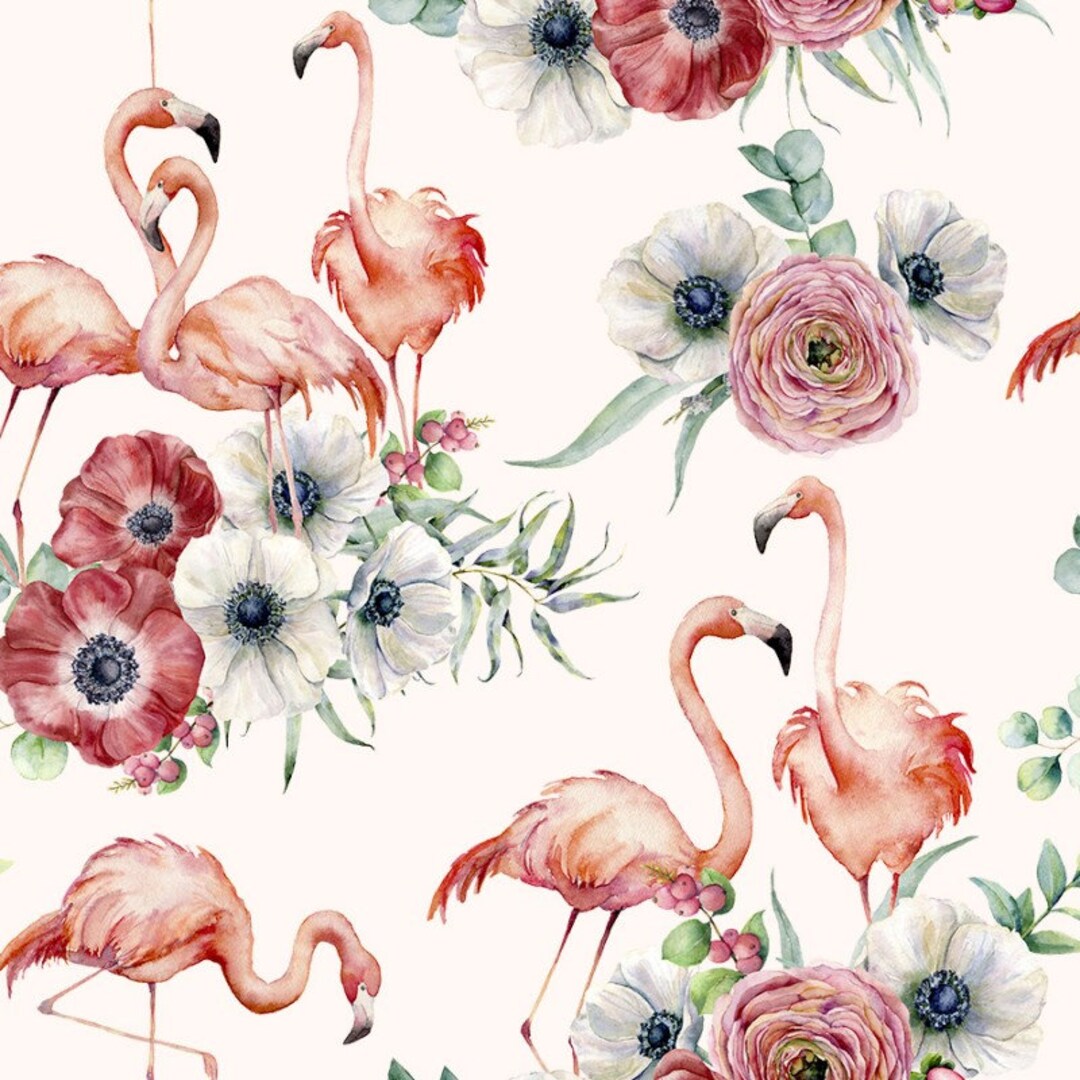Premium Cotton, Flamingo Digital Print, Width 155cm /61, OEKO-TEX ...