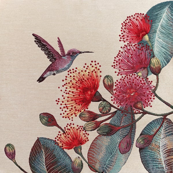 Panneau de tapisserie, colibri, coussin, housse de chaise, sac fourre-tout, tissu jacquard, décoration murale, 46 x 46 cm