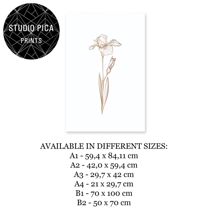Minimalist Flower Line Art Print, Botanical Wall Art, Neutral Floral ...
