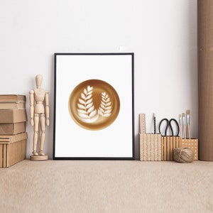 Coffee Poster Latte Art Print, Minimalist Coffee Wall Art, Barista Kitchen Decor, Cafe Art, Coffee Lover Gift, Aesthetic Food Poster image 6