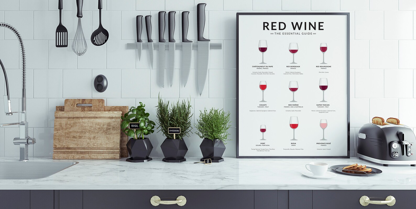 Wine Poster Red Wine Essential Guide Etsy