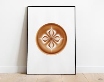 Latte Art Poster | Coffee Wall Art Minimalist | Barista Print | Kitchen Decor | Modern Coffee Lover Gift