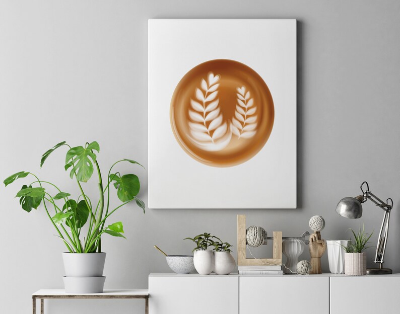 Coffee Poster Latte Art Print, Minimalist Coffee Wall Art, Barista Kitchen Decor, Cafe Art, Coffee Lover Gift, Aesthetic Food Poster image 5