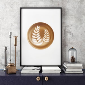 Coffee Poster Latte Art Print, Minimalist Coffee Wall Art, Barista Kitchen Decor, Cafe Art, Coffee Lover Gift, Aesthetic Food Poster image 2