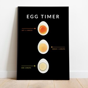 Egg Timer Poster | Boiled Egg Guide Print | Kitchen Wall Art | Cooking Chart Poster | Minimalist Food Print | Kitchen Decor | Chef Gift