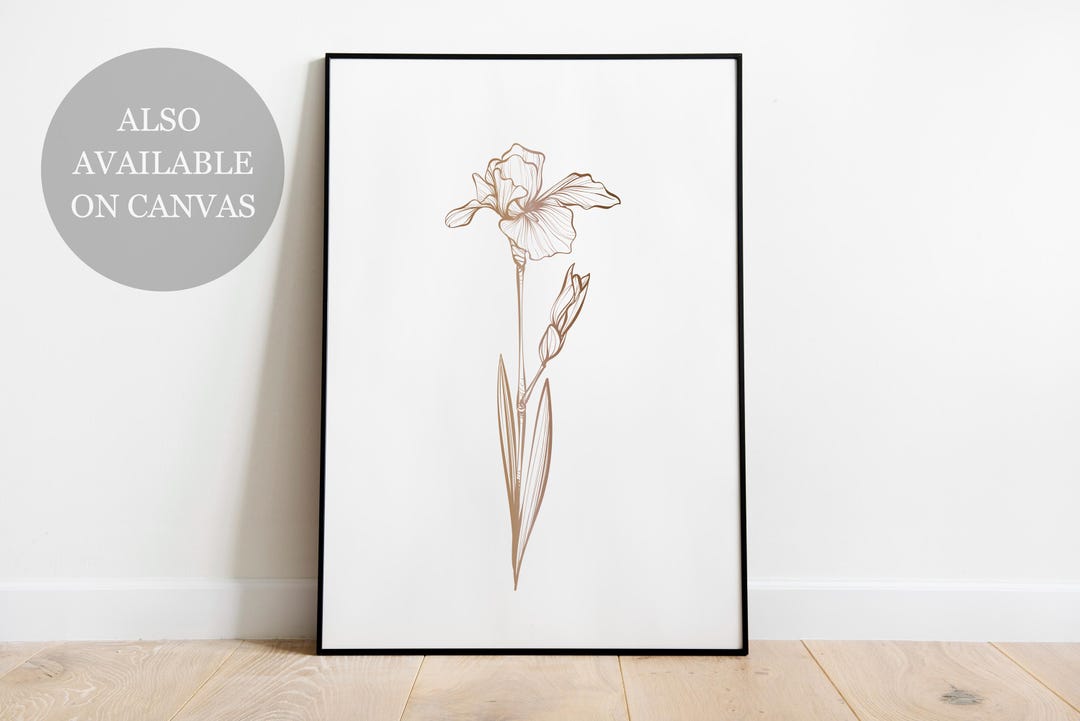 Minimalist Flower Line Art Print, Botanical Wall Art, Neutral Floral ...