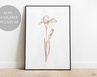 Minimalist Flower Line Art Print, Botanical Wall Art, Neutral Floral Poster, Modern Boho Decor, Elegant Line Drawing, Scandinavian Wall Art