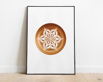 Latte Art Coffee Poster | Minimalist Coffee Wall Art | Cappuccino Print | Modern Kitchen Decor | Barista Artwork | Coffee Lover Gift