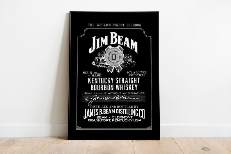 Poster Jim Beam label chalkboard Jim Beam print Whiskey gift | Etsy