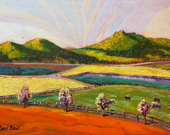Granjas de Virginia: Pintura al óleo original sobre lienzo (61 x 45 cm)