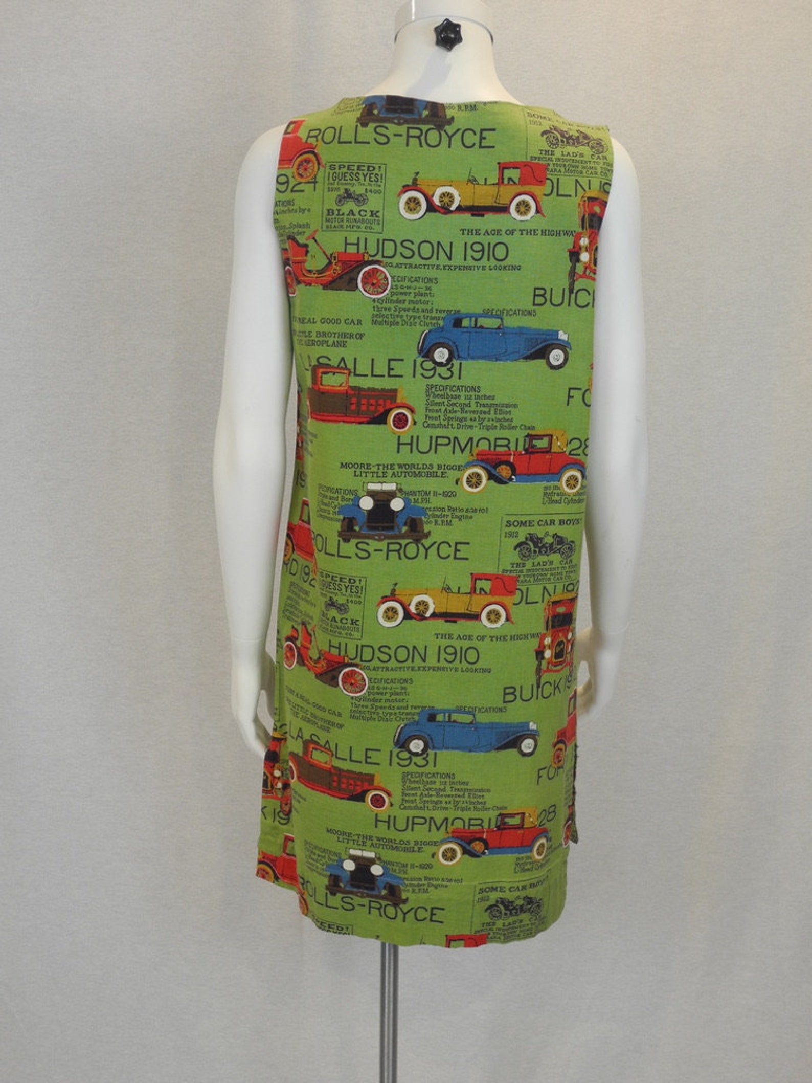 Vintage Car Print Cotton Dress Etsy