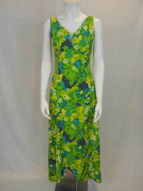 vintage floral jacquard long dress