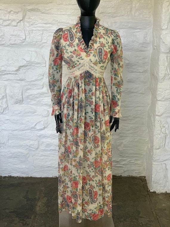 Paisley print empire waist long dress