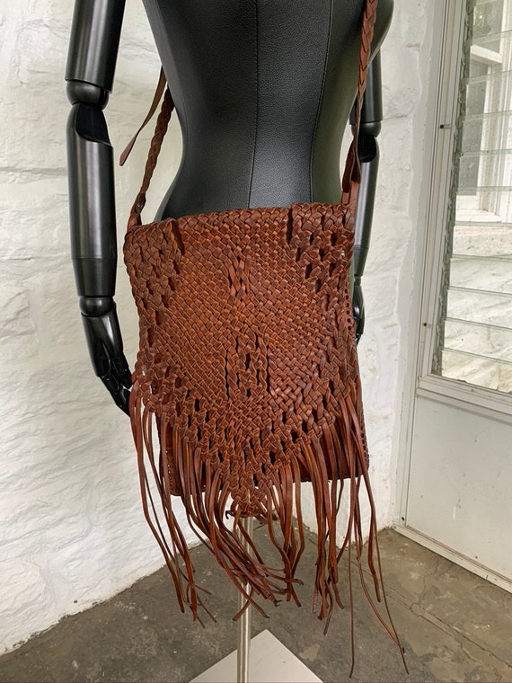 vintage Afghan fringe cross body bag