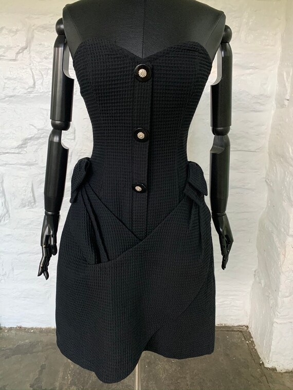vintage seersucker fabric strapless dress
