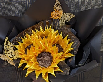 sunflower ribbon品 Amazon.com: Sunflowers with Polka Dots Wired Edge Ribbon, 10
