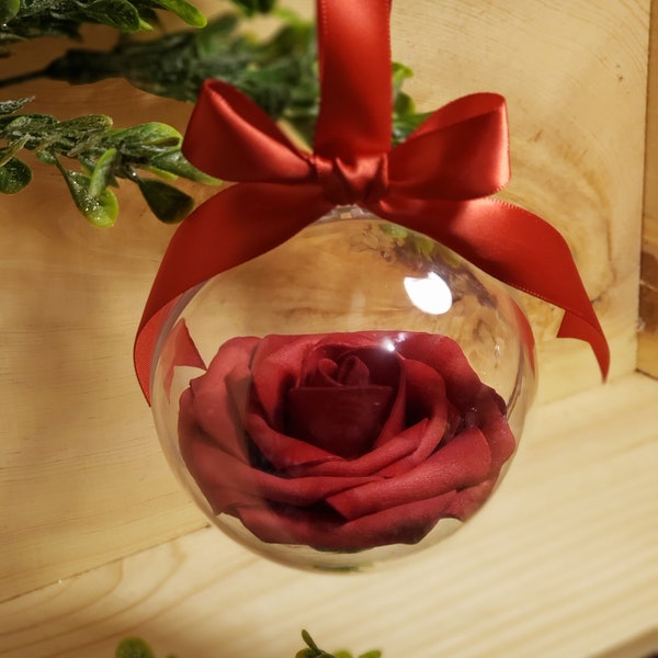 Rose Clear Ornament 3in/personalized