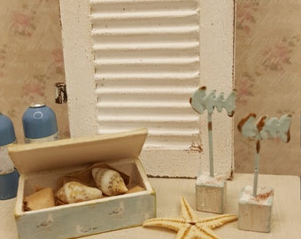 Maritime Kisten / Box / Kasten im shabby look, Miniatur 1:12 fürs Puppenhaus