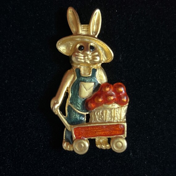 Danecraft Vintage Rabbit Pin Brooch Brushed Gold … - image 1