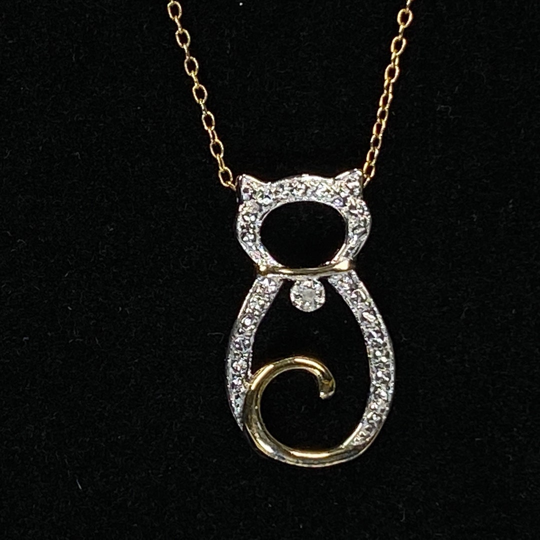 JCM Sterling Silver Signed 925 Necklace and Pendant Cat Etsy