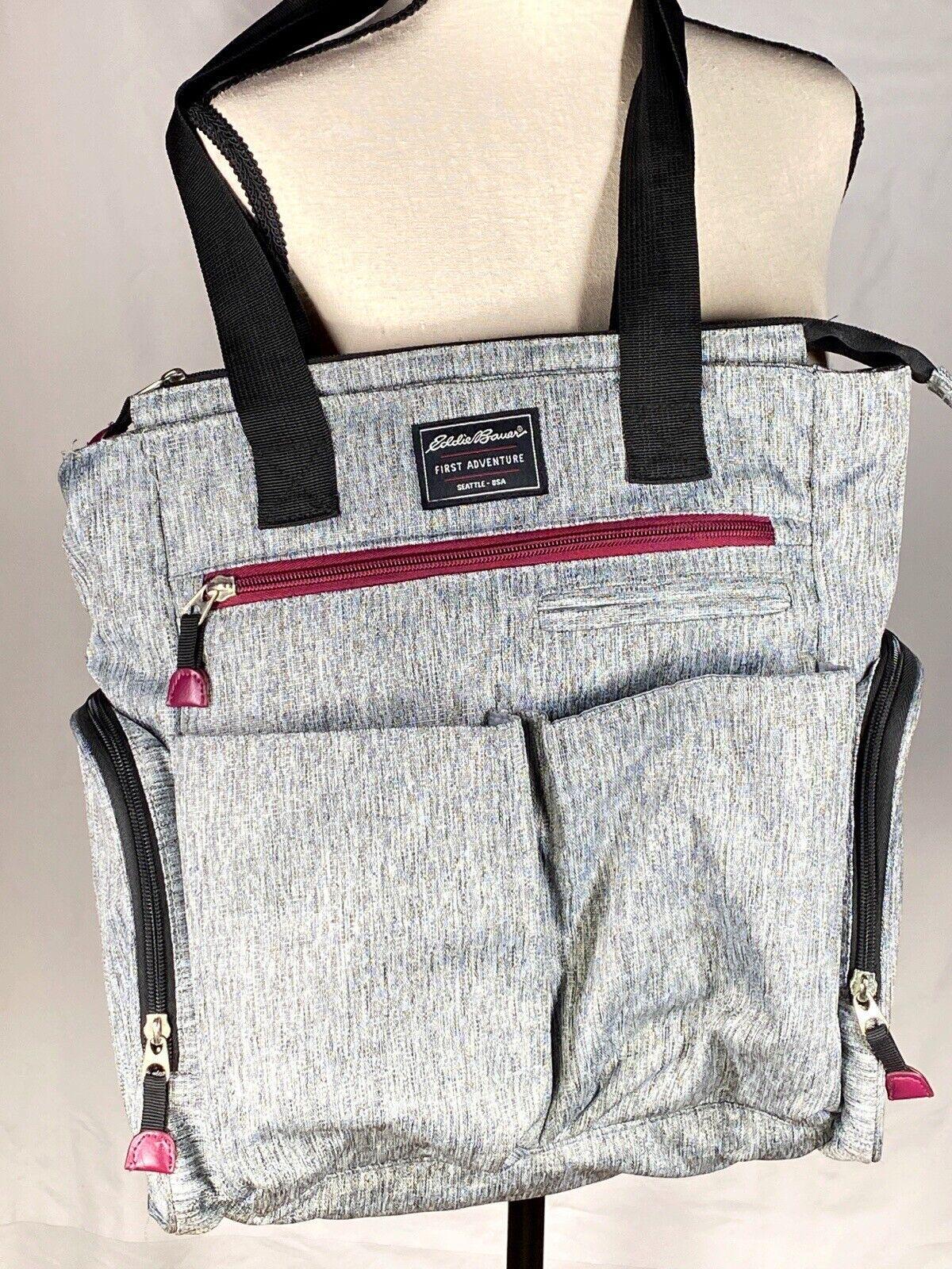 Vintage Eddie Bauer First Adventure Diaper Bag-heather Grey/black
