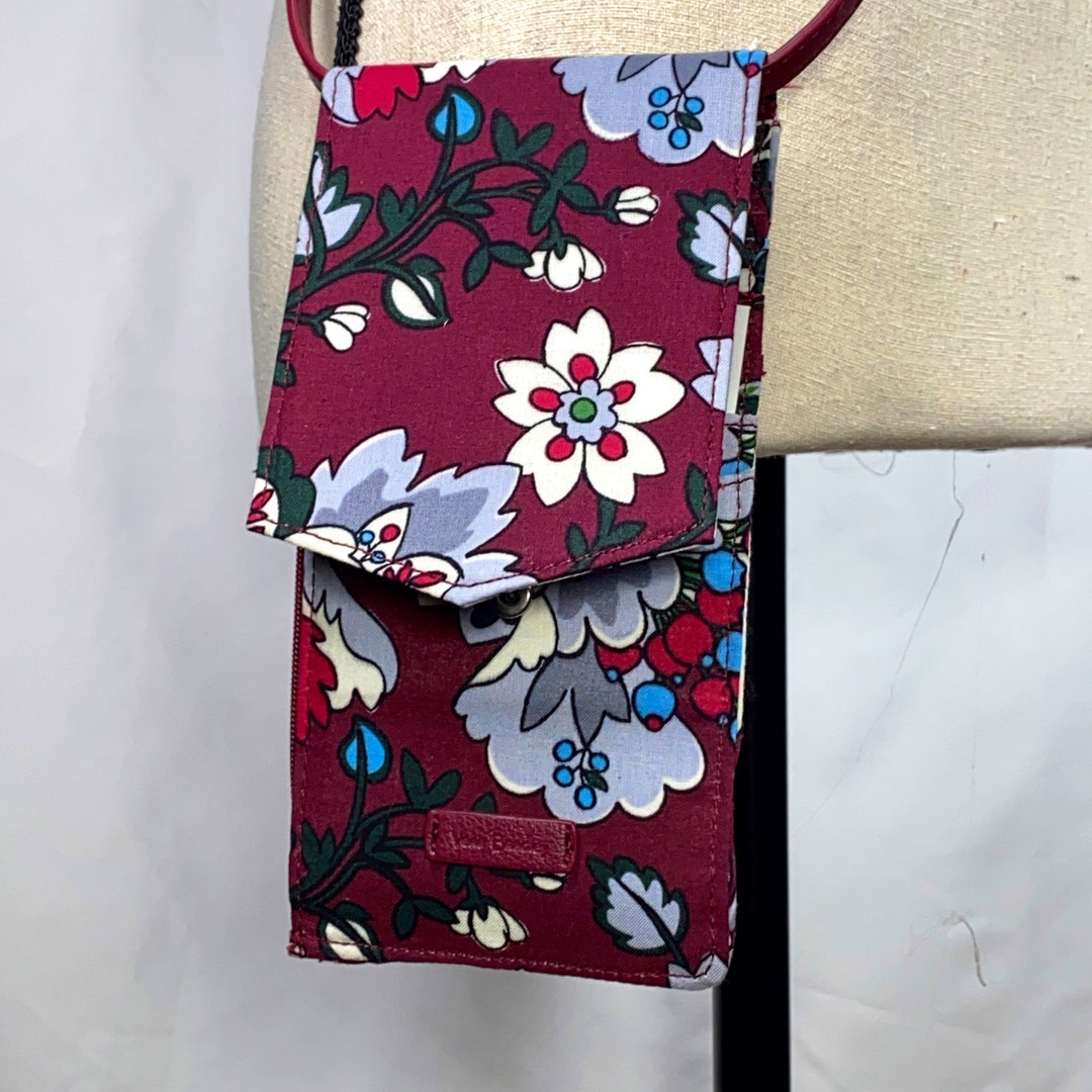 Vera Bradley Iconic RFID Envelope Crossbody in Bordeaux Blooms New Etsy