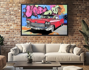 Retro Car Pop Art Canvas: Graffiti Wall Decor (Digital)