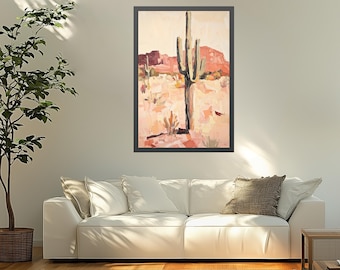 Minimalist Saguaro Cactus Print: Bold Desert Wall Art