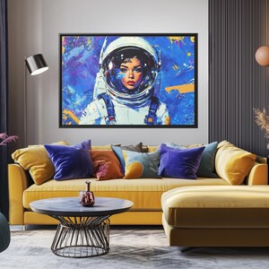 Bold Female Astronaut Pop Art - Outer Space Wall Art, Cosmic Beauty, Futuristic Astronaut Art, Vibrant Space Decor, Galaxy Wall Art Canvas