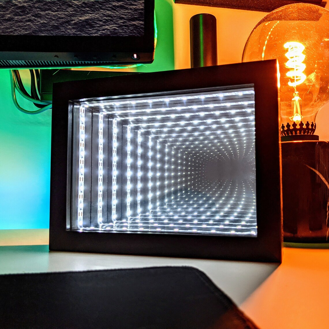 Infinity Mirror 3D Printed LED Desktop Light Box Illusion Etsy Canada